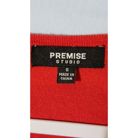 Premise Studio Cardigan Small Long Sleeve Sweater w/ Fancy Buttons Burnt Orange - Picture 3 of 9